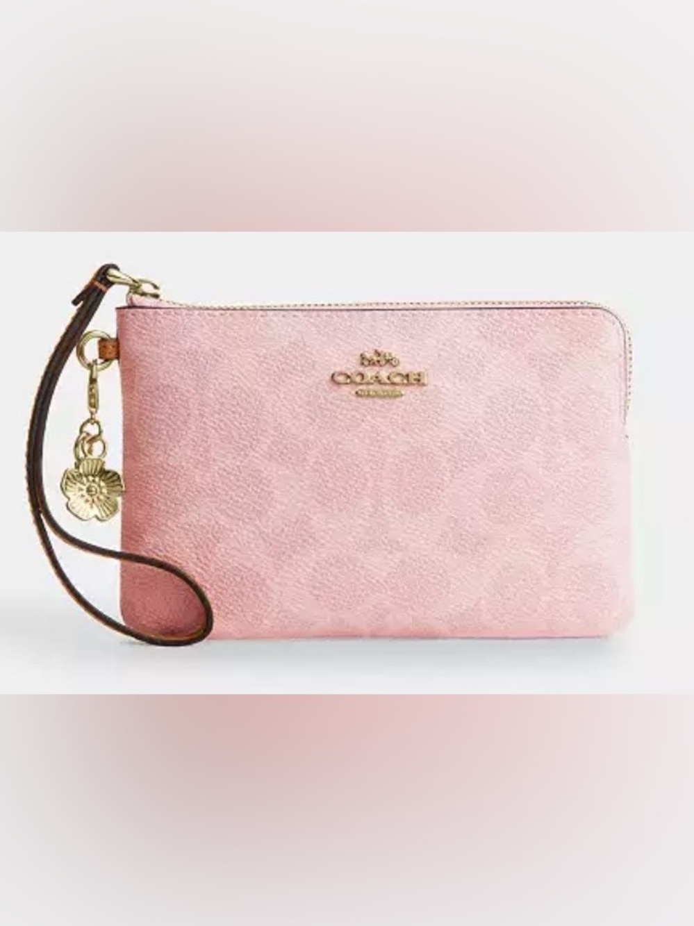 NWT Coach Powder Pink Corner Zip Wristlet
In Signature Canvas With Charms - Picture 5 of 5